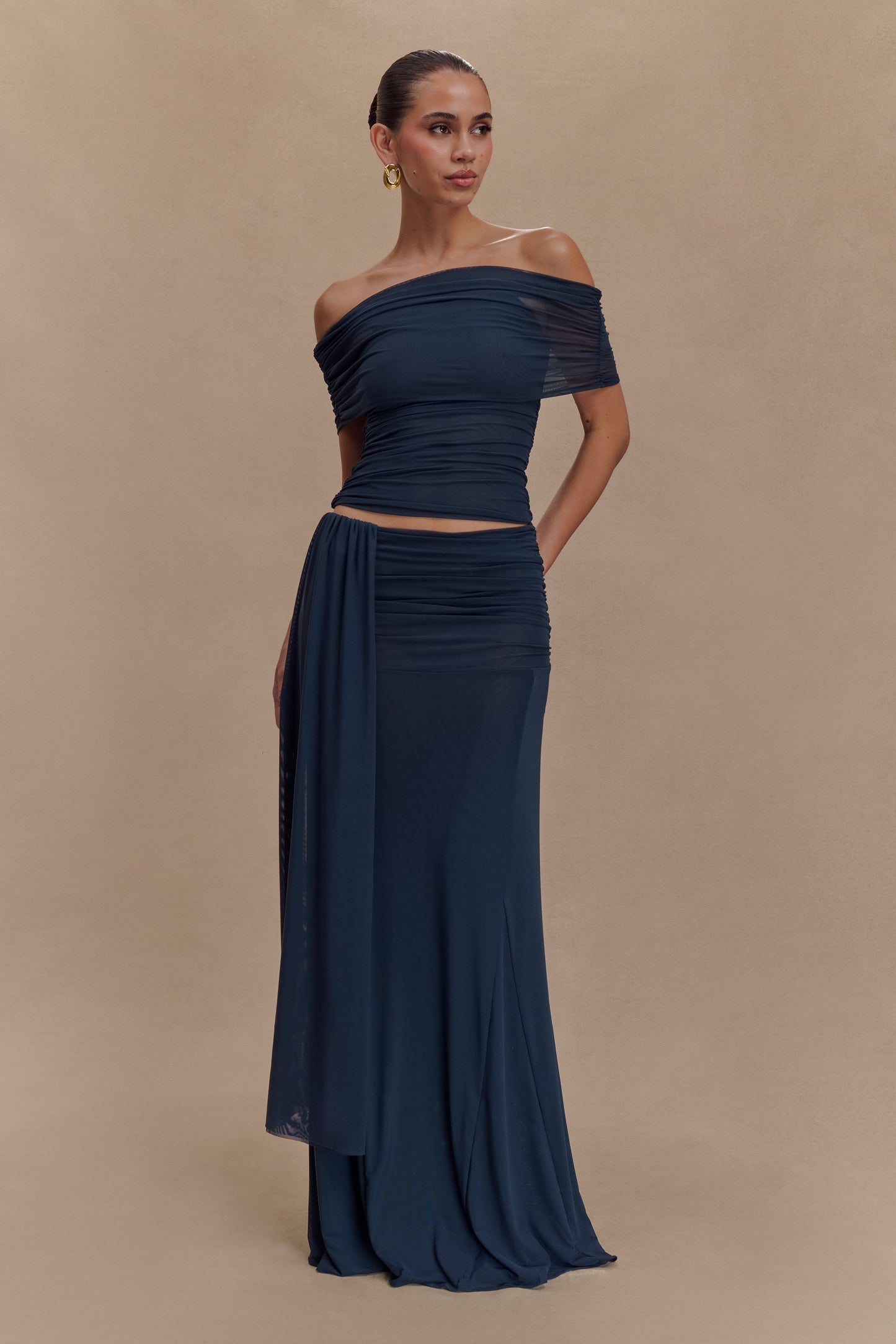 Arna Mesh Maxi Skirt - Midnight Blue