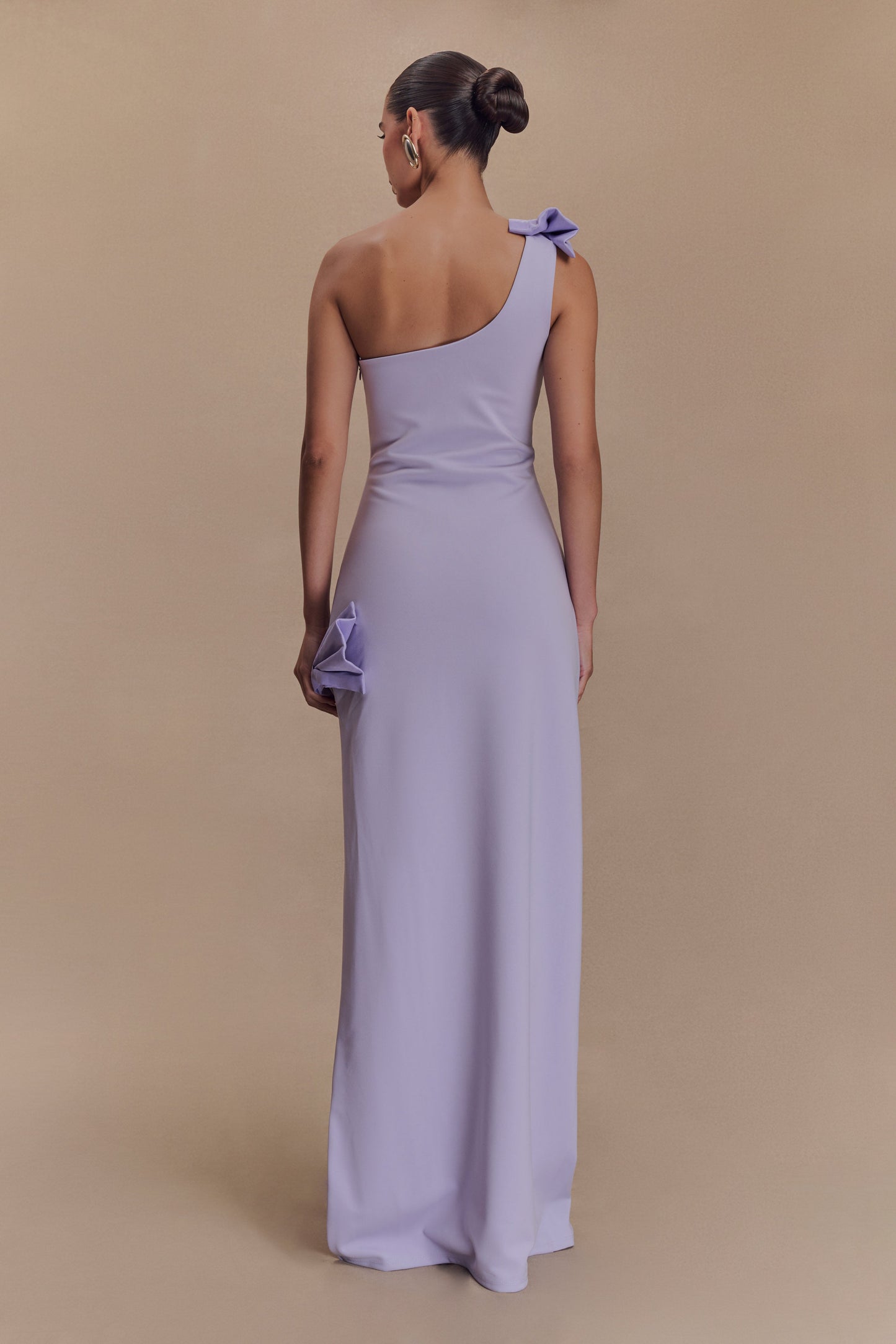 Hallie One Shoulder Bow Maxi Dress - Lilac