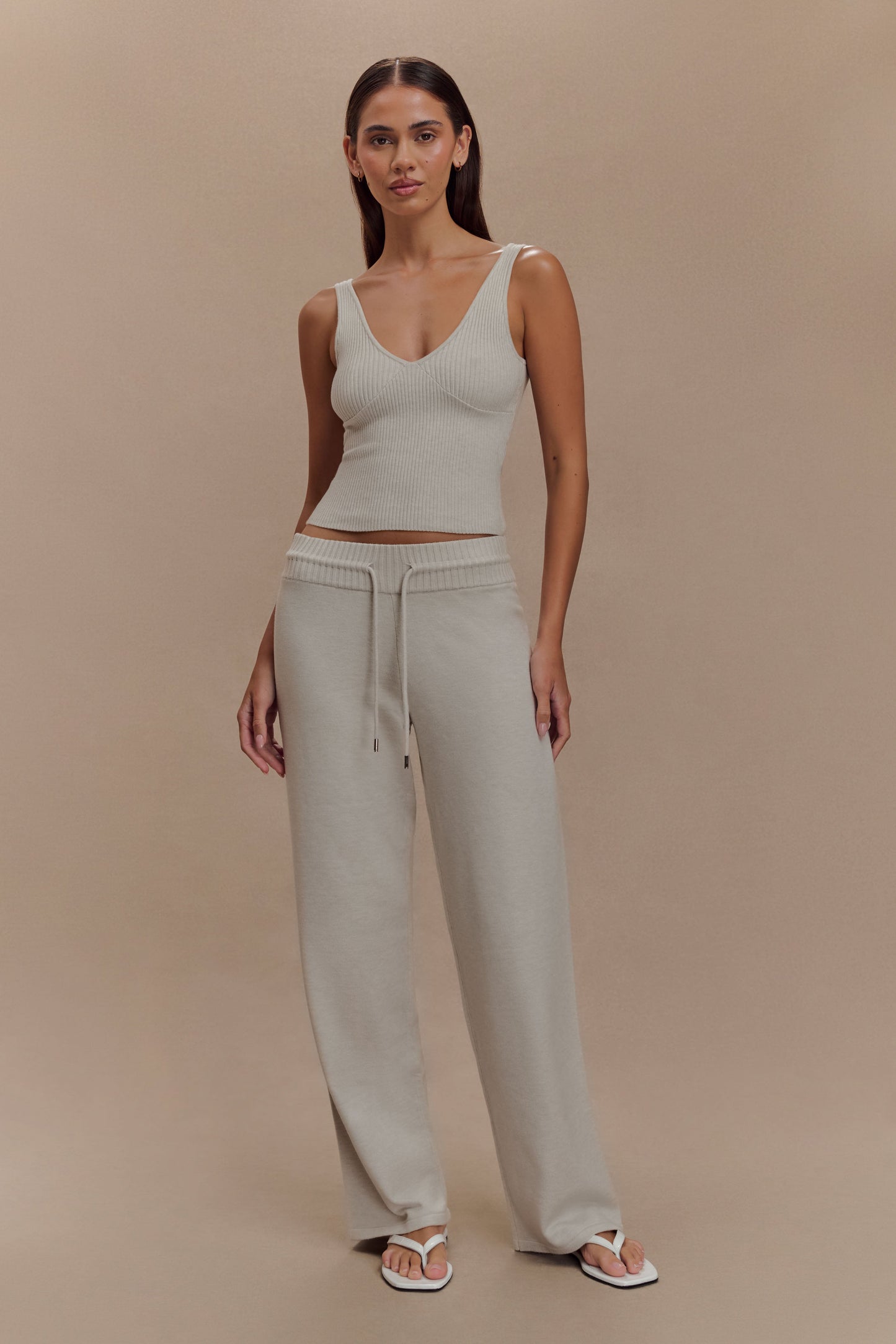 Natalya Knit Wide Leg Pants - Heather Grey Marle