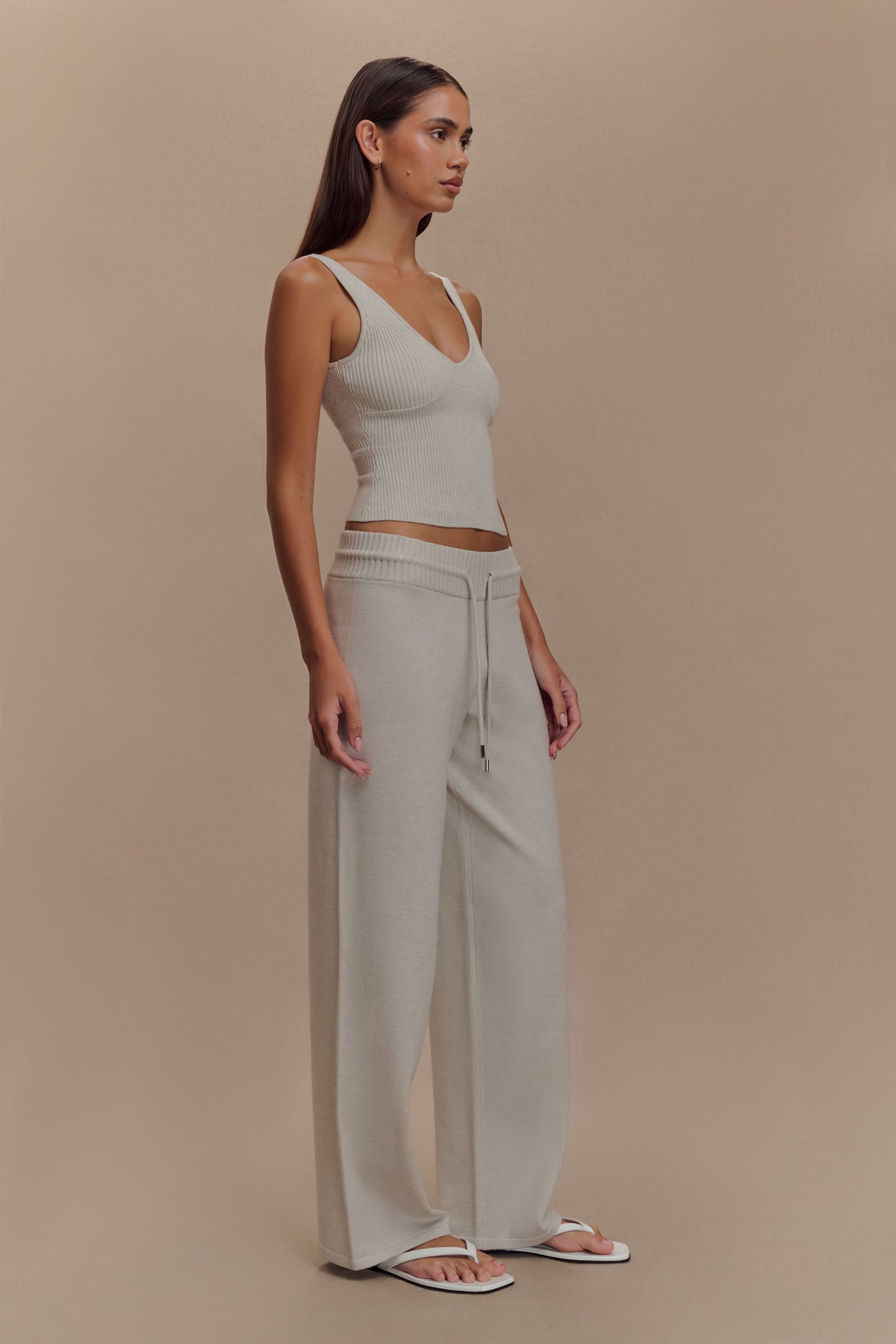 Natalya Knit Wide Leg Pants - Heather Grey Marle