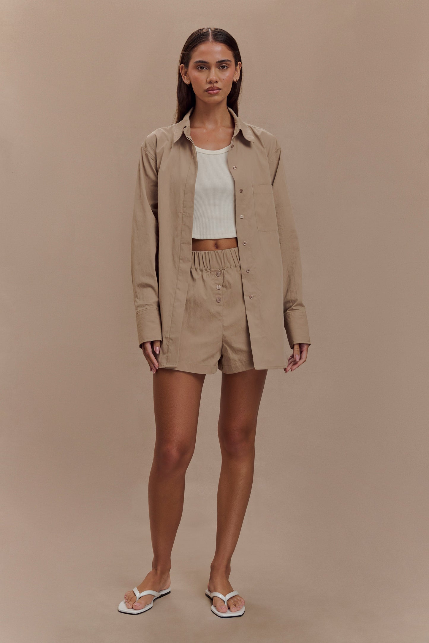 Campbell Cotton Oversized Shirt - Sand