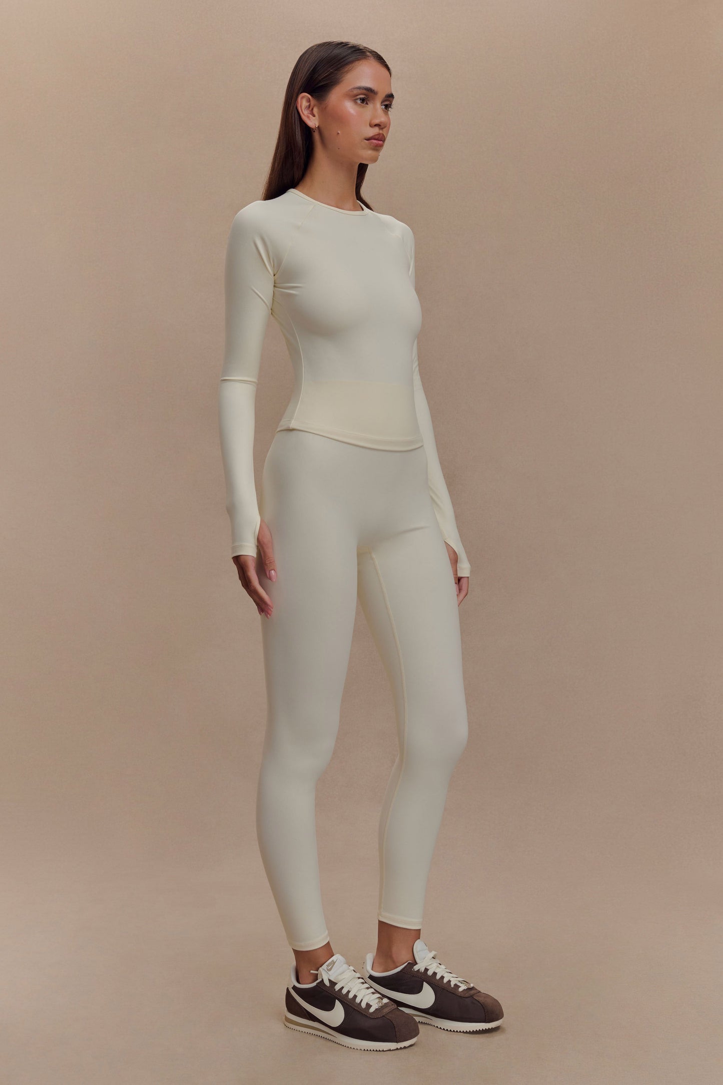 Eliana Long Sleeve Active Top - Ivory