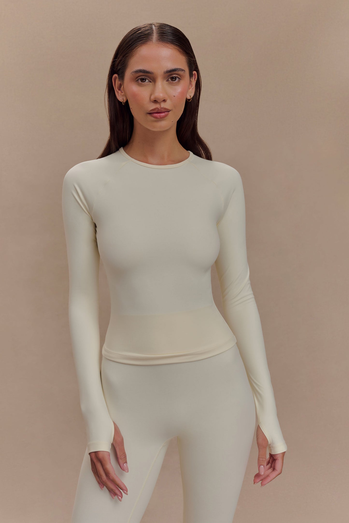 Eliana Long Sleeve Active Top - Ivory