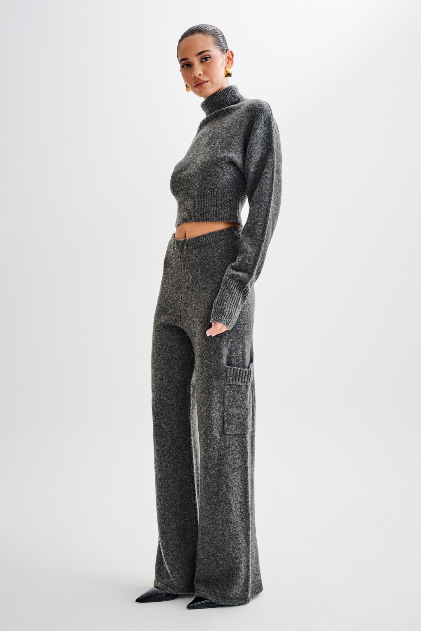 Darius Knit Pants With Pockets - Charcoal Marle