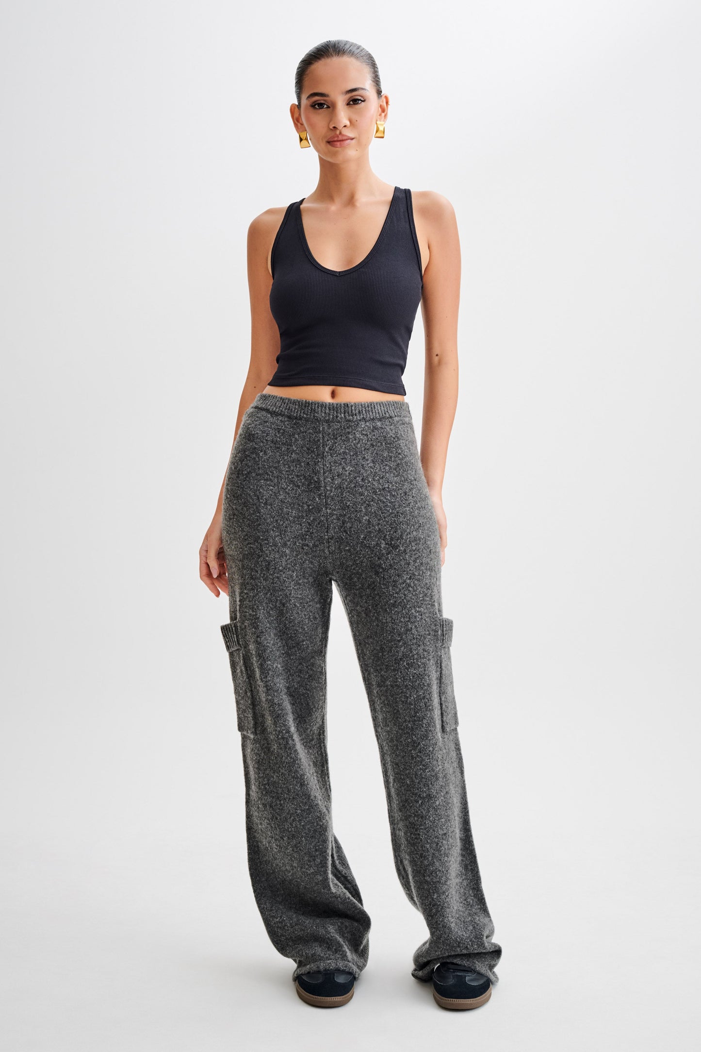 Darius Knit Pants With Pockets - Charcoal Marle