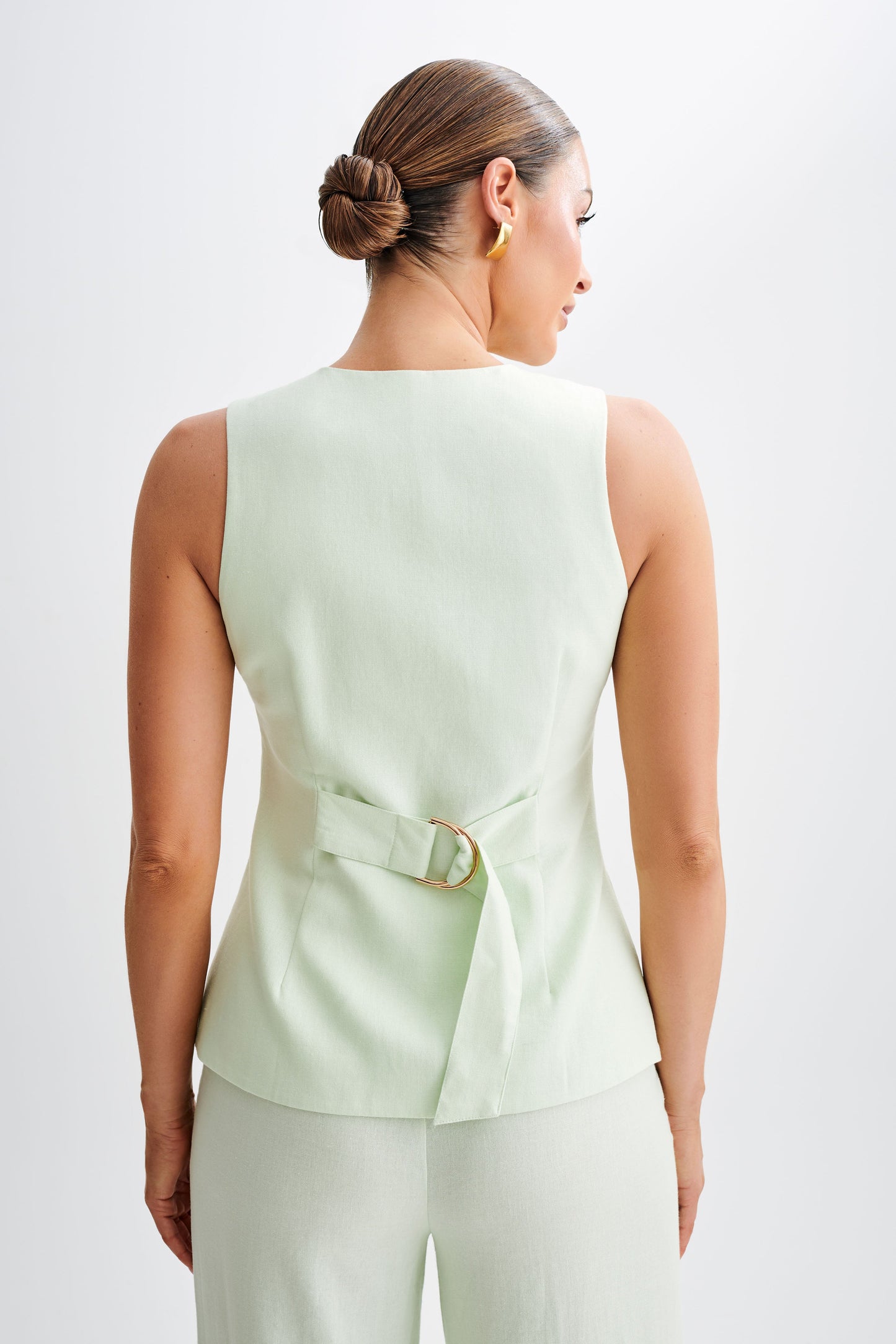 Laurence Sleeveless Linen Longline Top - Mint