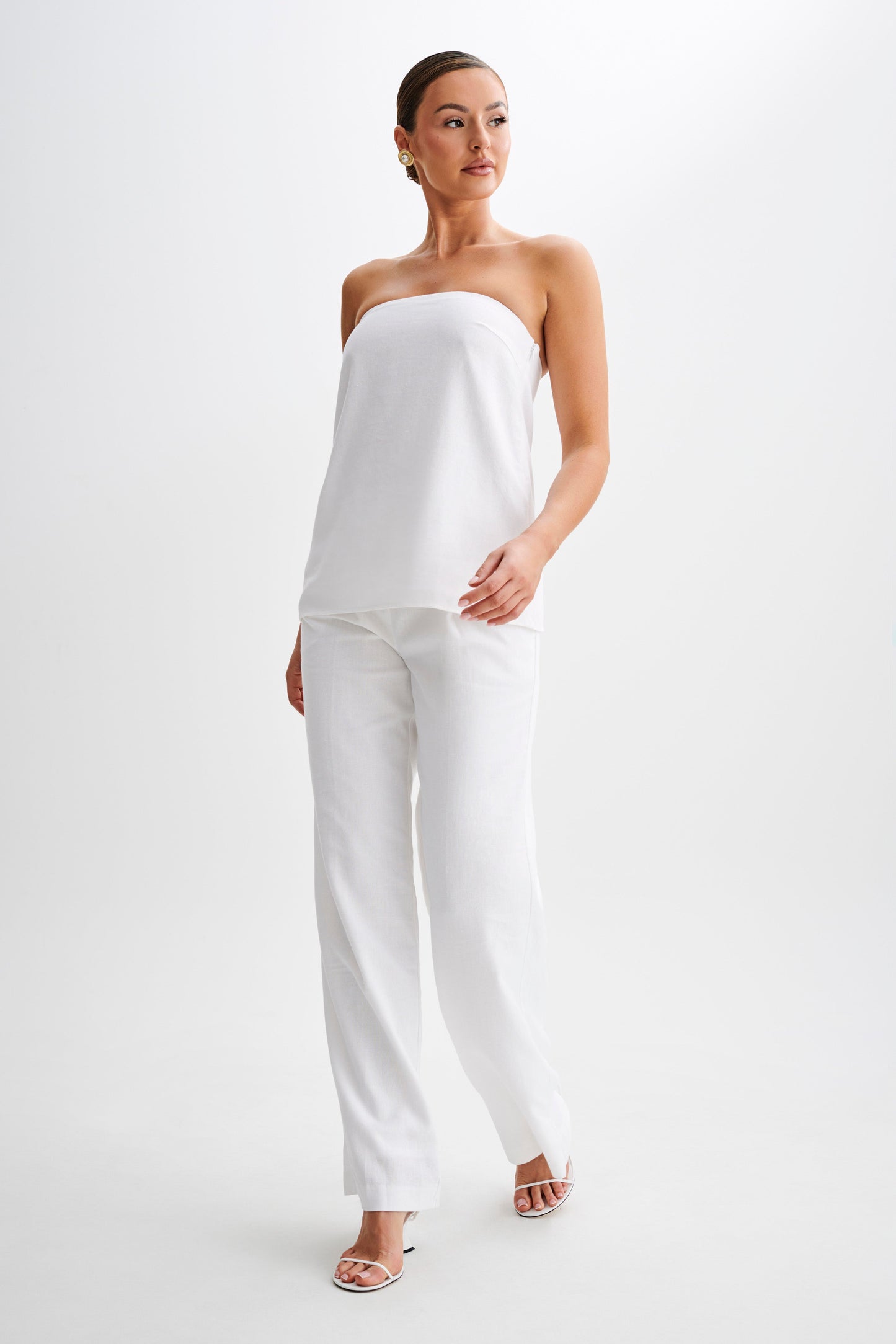 Luisa Strapless Linen Top - White