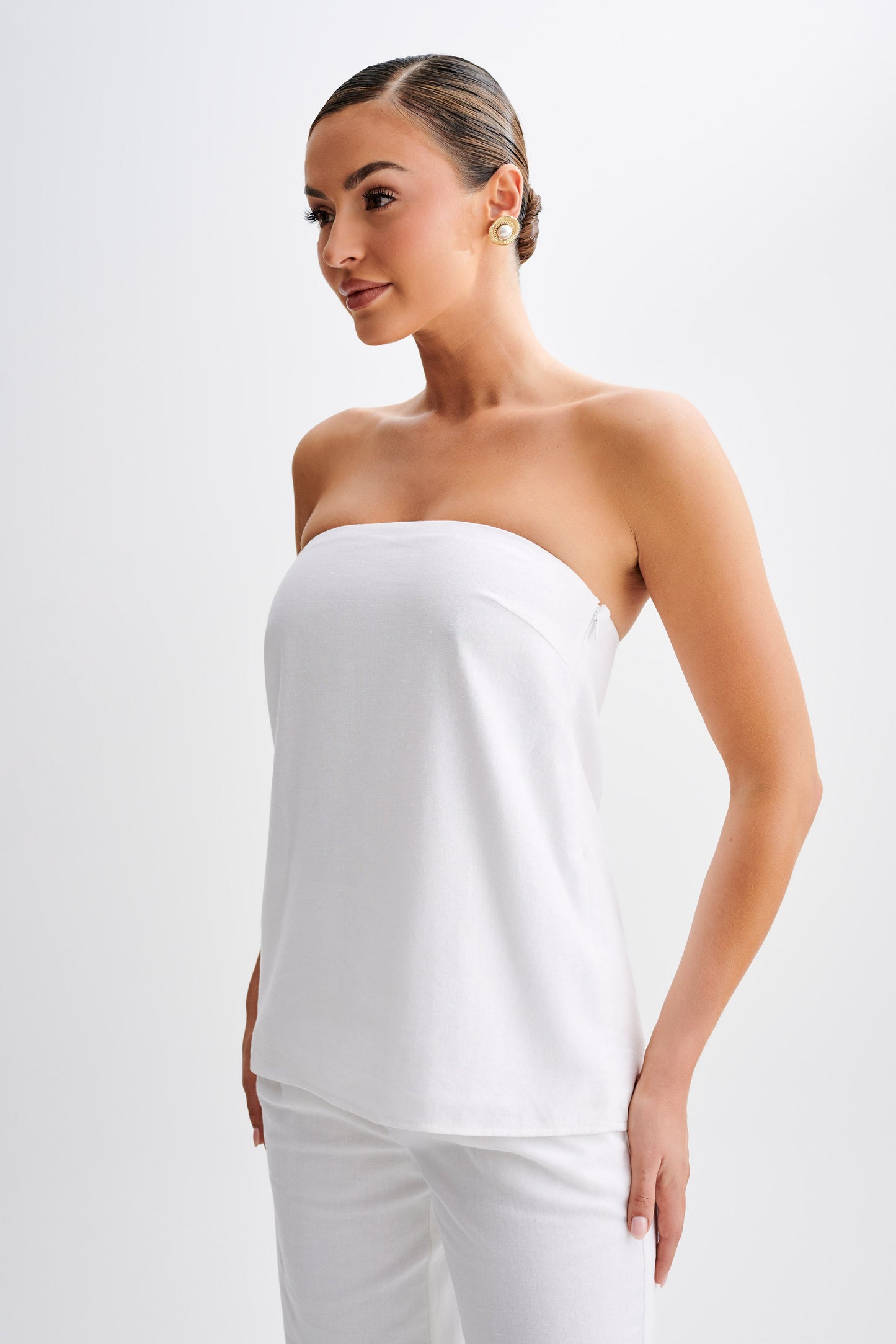 Luisa Strapless Linen Top - White