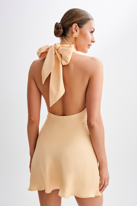 Collective Dress - Francine  Satin Halter Mini Dress - Peach featured image