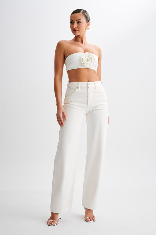 Roxy Wide Leg High Waist Denim Jeans - White