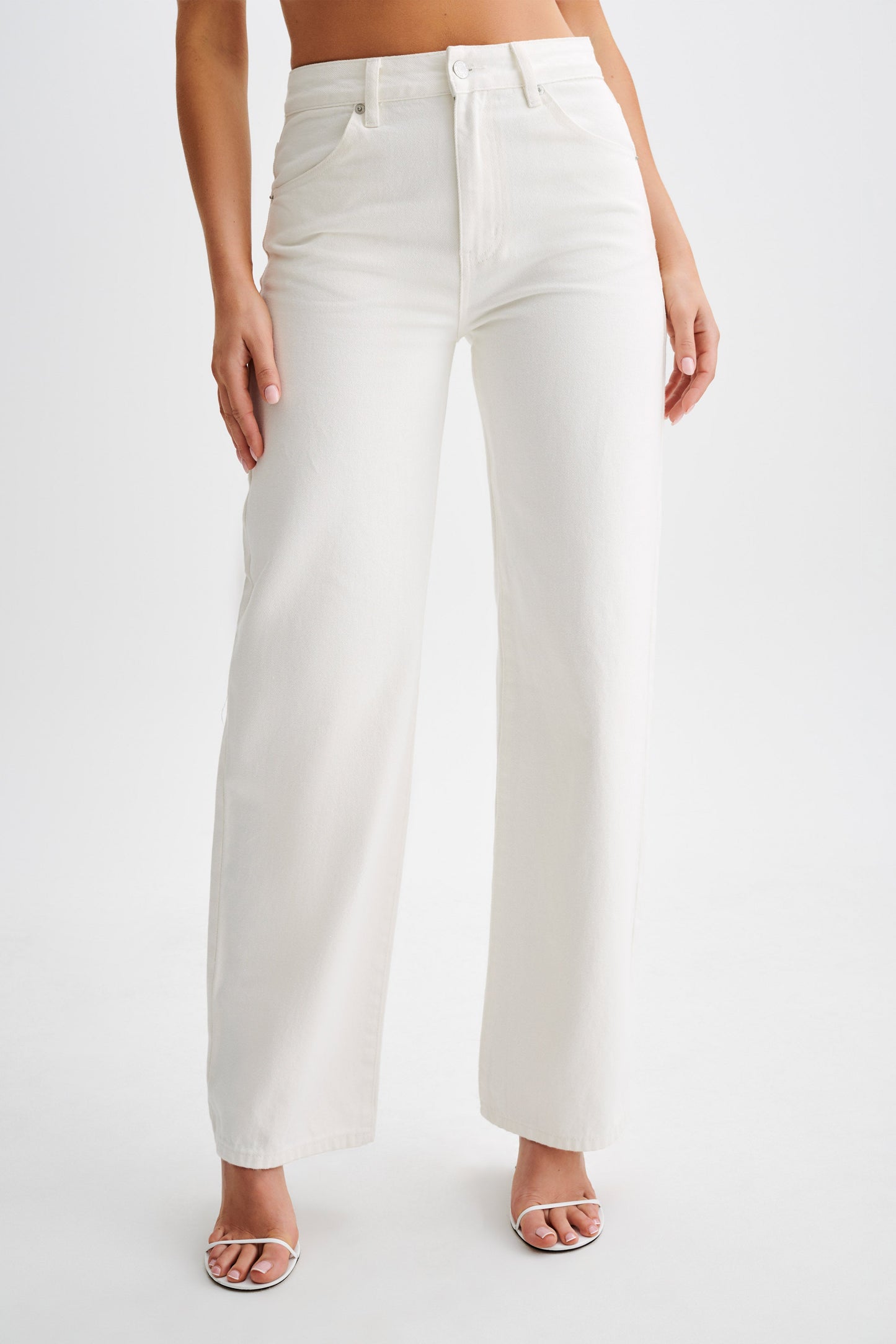 Roxy Wide Leg High Waist Denim Jeans - White