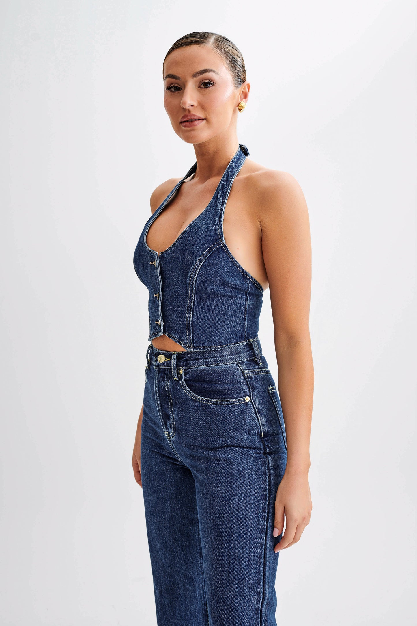 Kieryn Denim Vest - Dark Blue