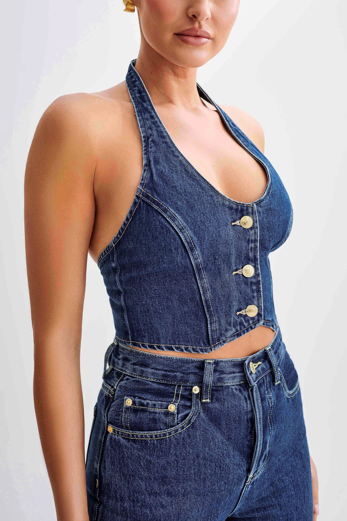 Kieryn Denim Vest - Dark Blue