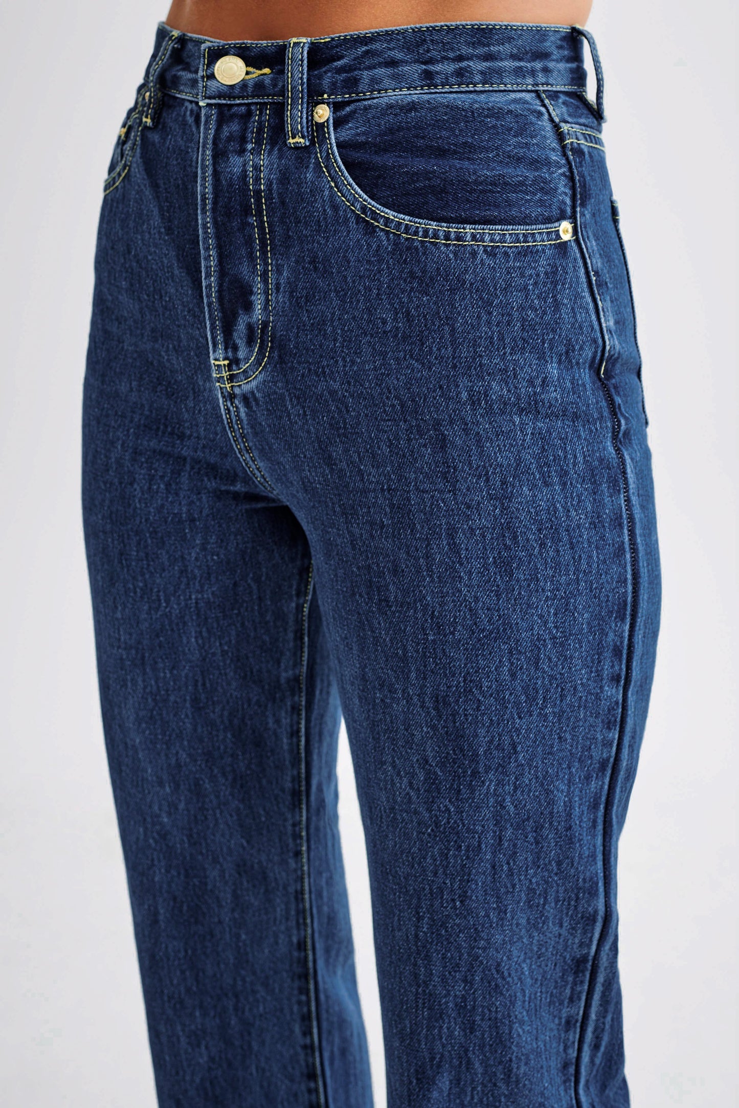 Janine High Waisted Straight Leg Jeans - Dark Blue