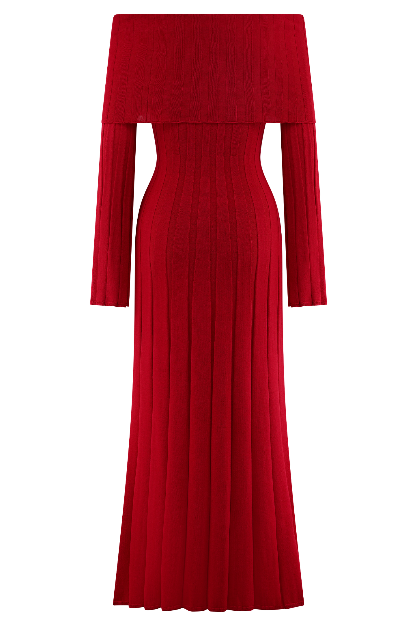 Alonza Long Sleeve Knit Midi Dress - Red