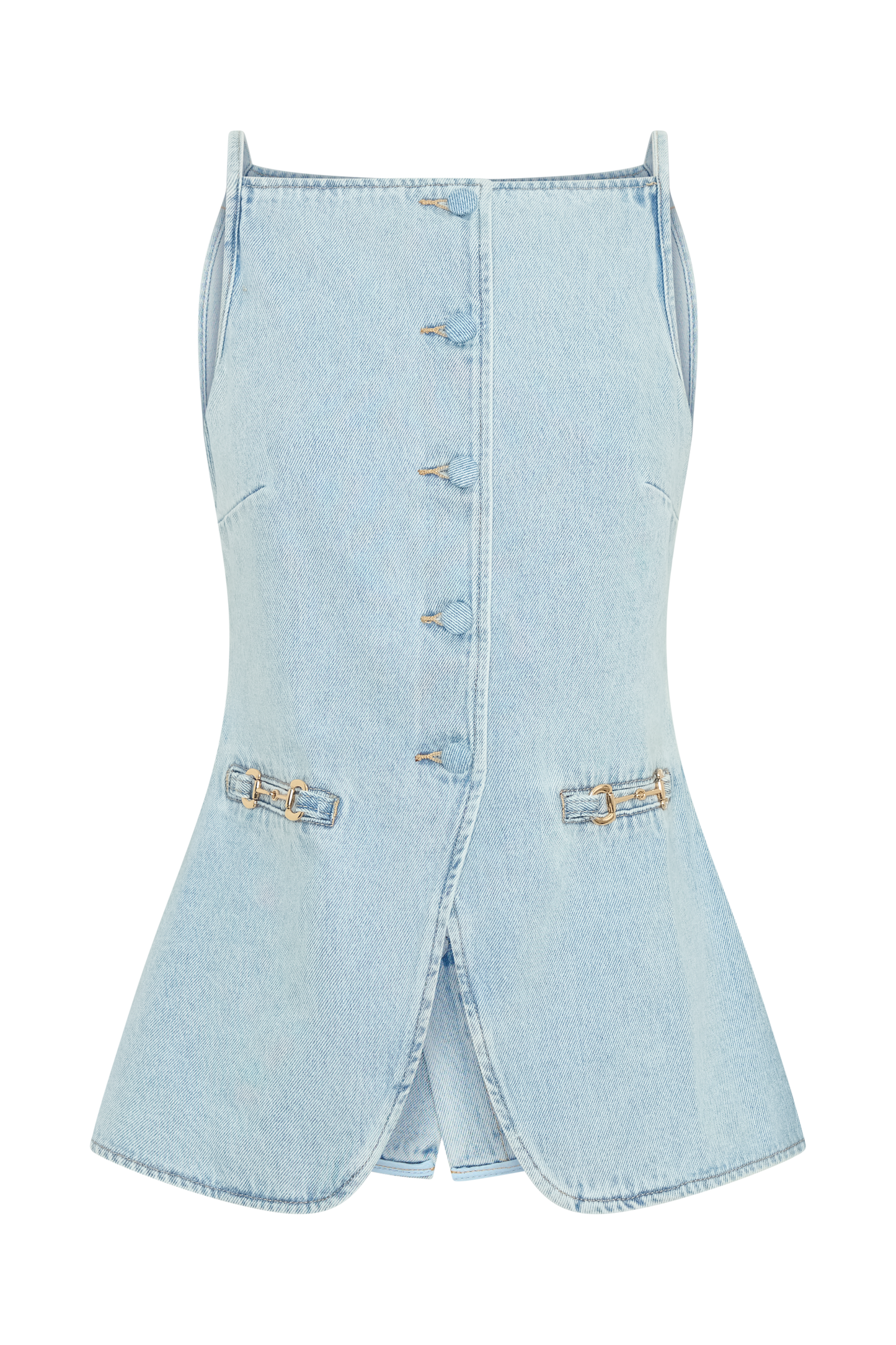 Ashton Sleeveless Button Denim Top - Light Blue