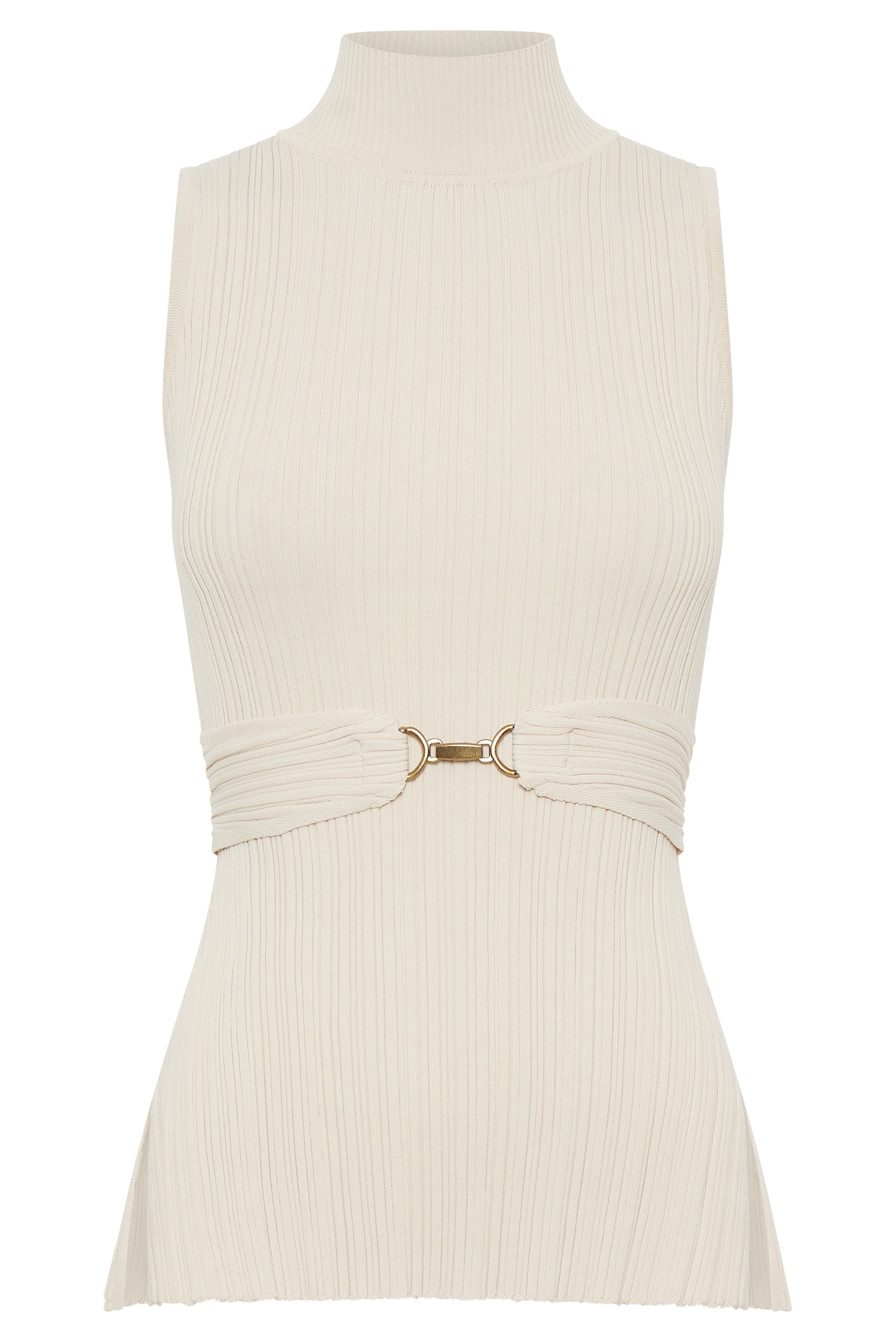 Tanya Cut Out High Neck Top - Cream