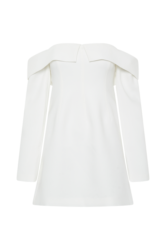 Hugo Suiting Off Shoulder Mini Dress - Ivory