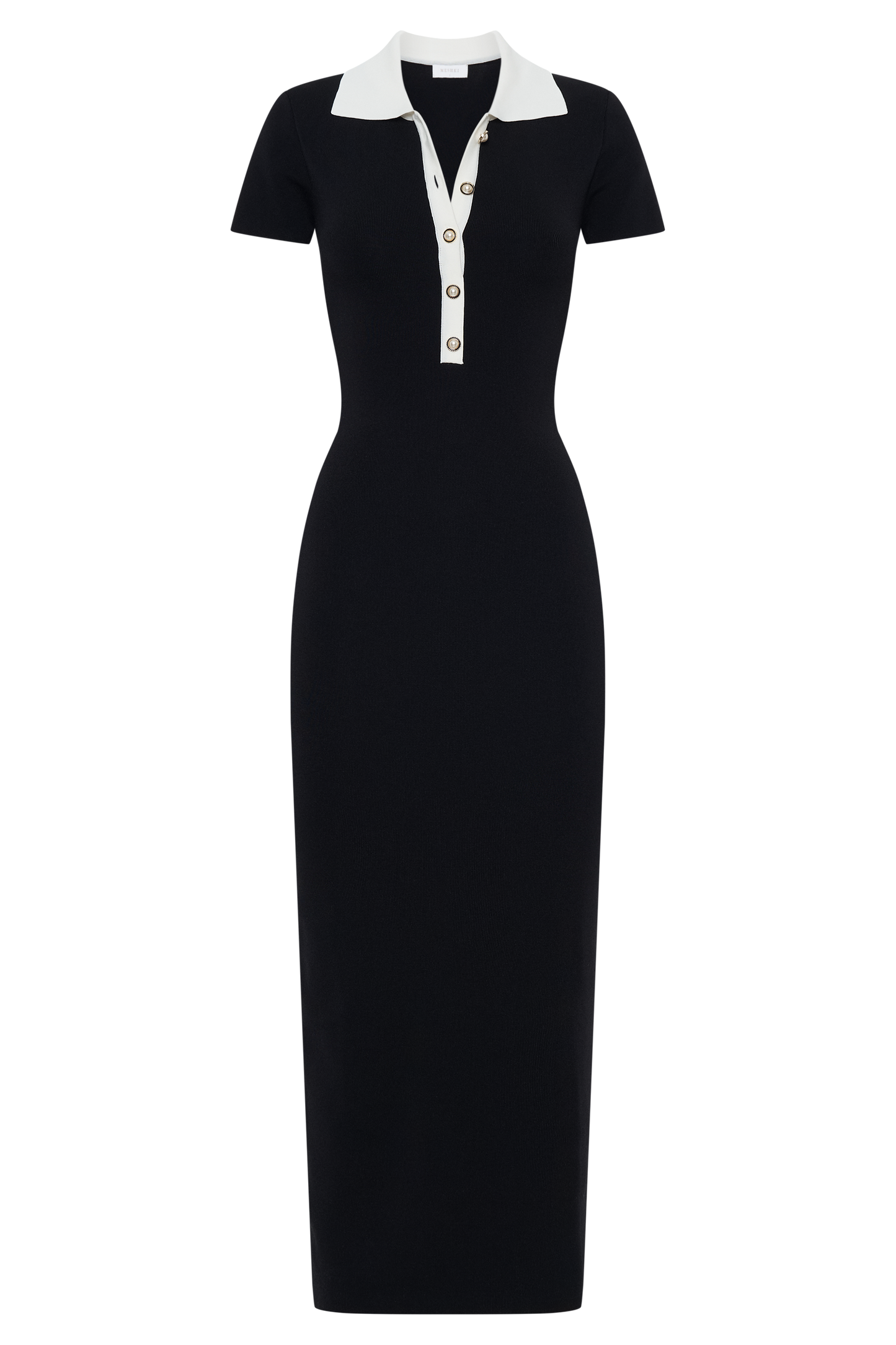 Jessamine Collared Contrast Maxi Dress - Black