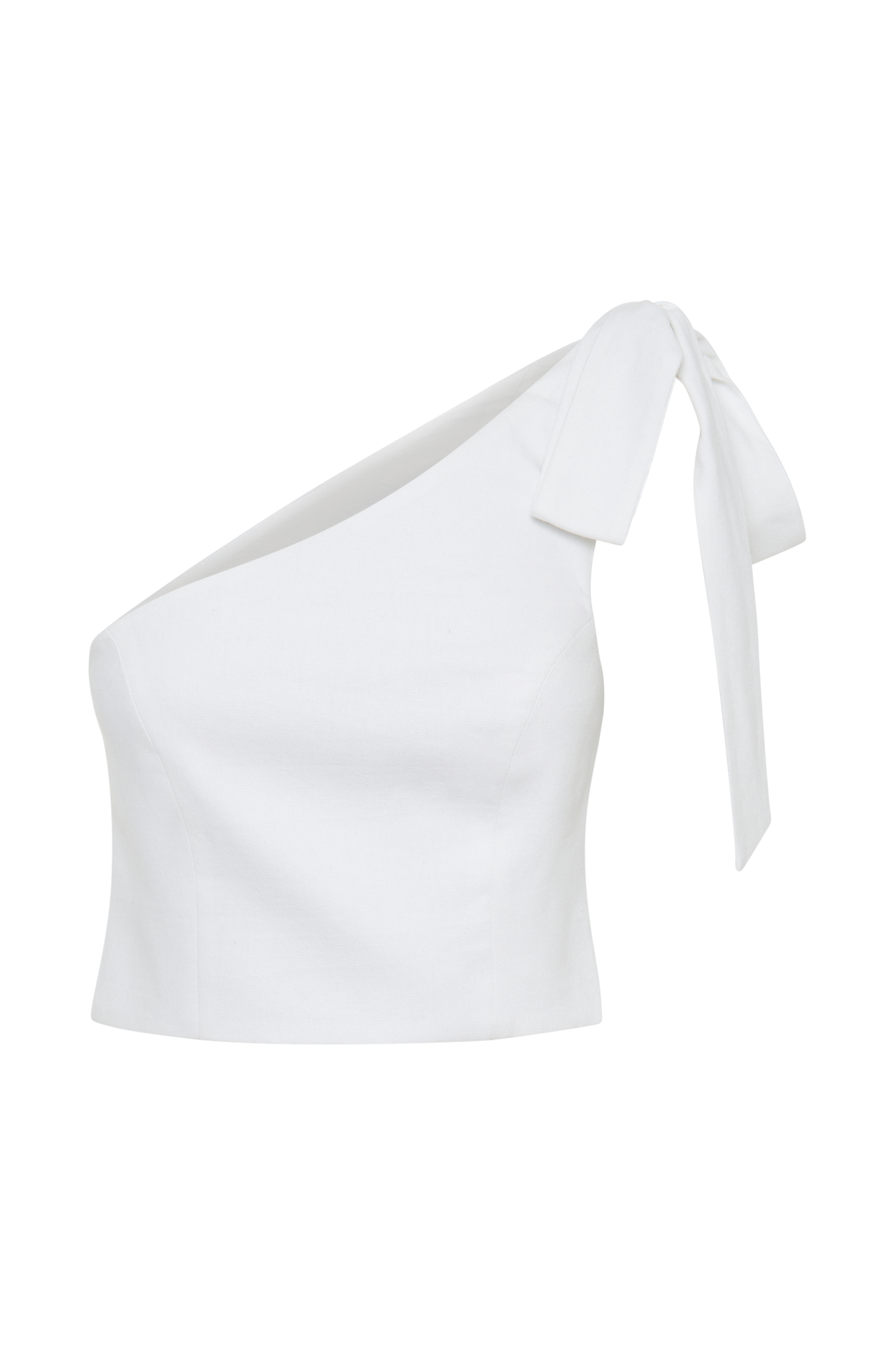 Venezia Linen One Shoulder Tie Top - White