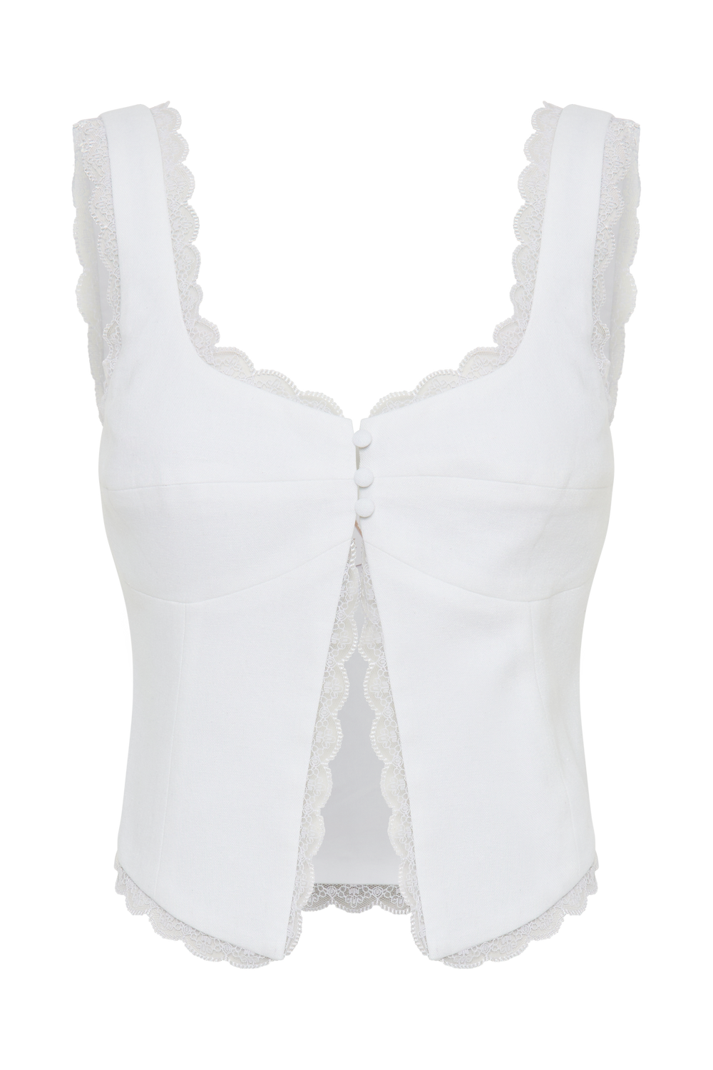 Franca Linen Sleeveless Top - White