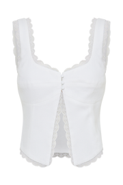 Franca Linen Sleeveless Top - White