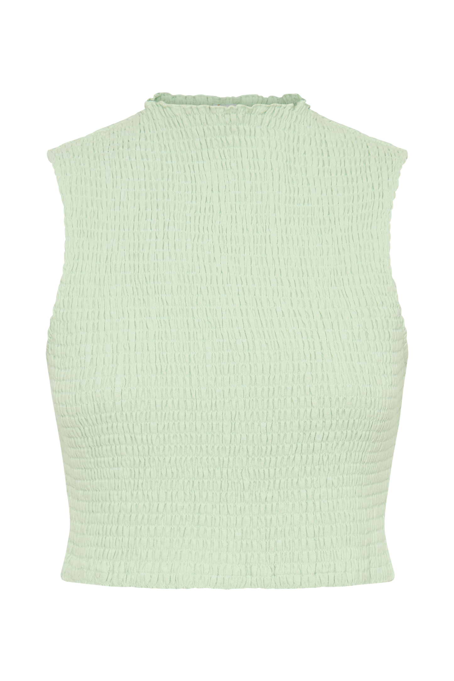 Emanuelle Sleeveless Linen Shirring Top - Mint