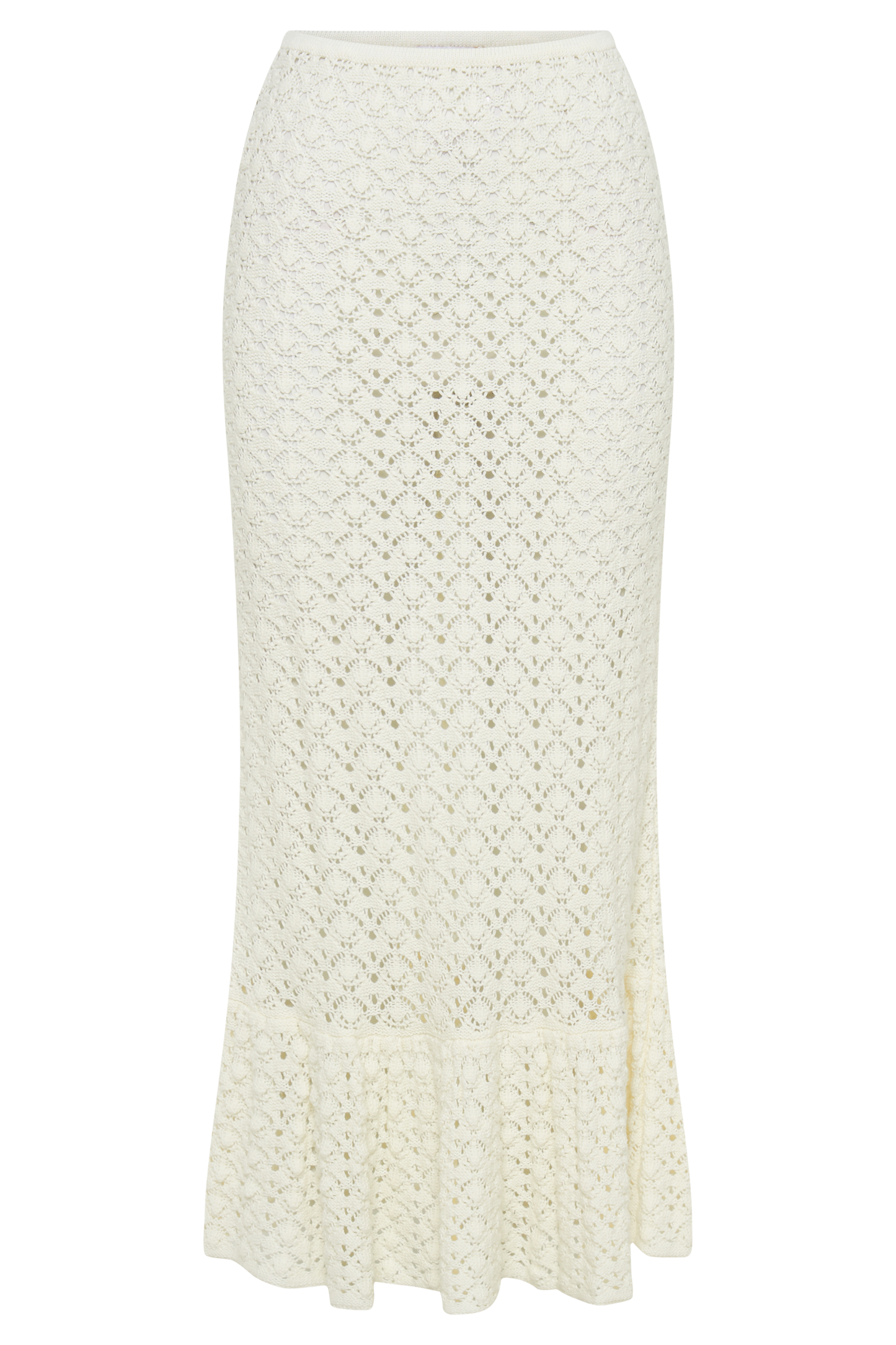 Anais Frill Knit Midi Skirt - Ivory