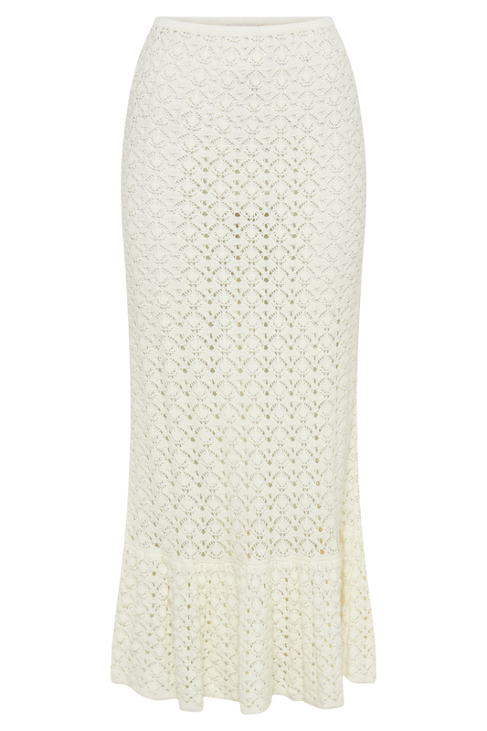 Anais Frill Knit Midi Skirt - Ivory