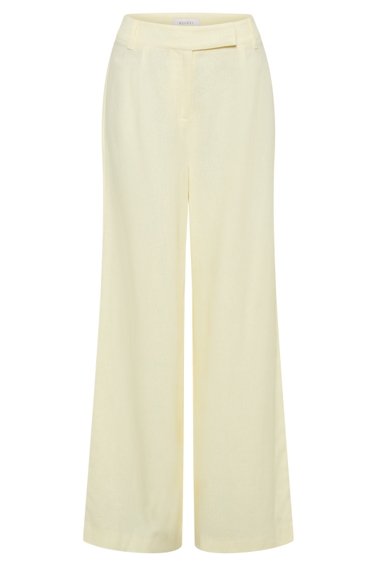 Franca Linen Wide Leg Pant - Lemon Sherbet