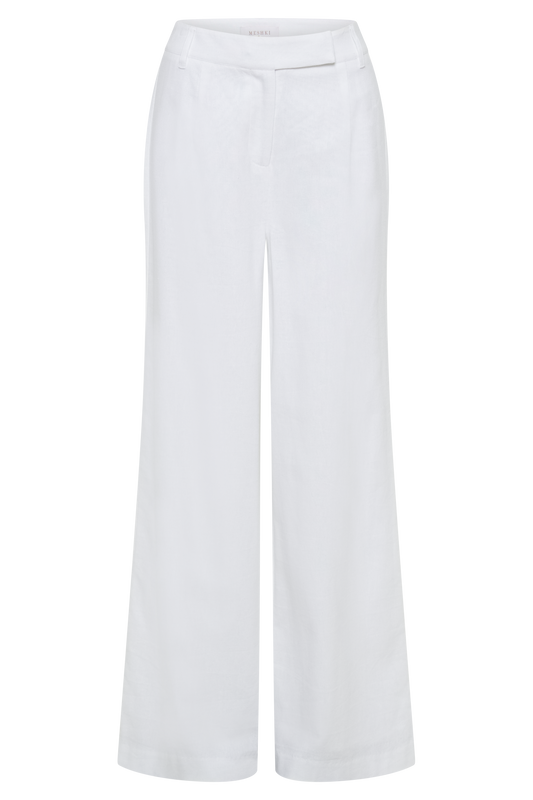 Franca Linen Wide Leg Pant - White