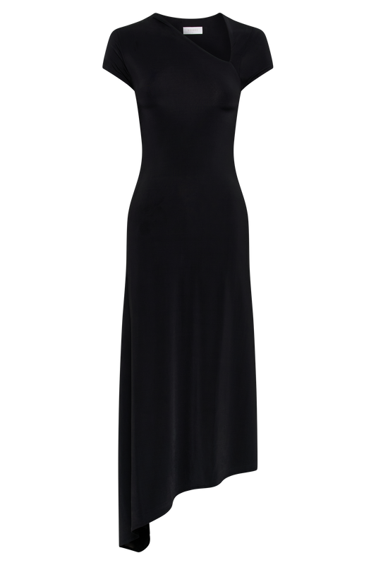 Ilaria Slinky Maxi Dress With Cut Out - Black