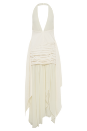 Graziana Satin Chiffon Plunge Maxi Dress - Ivory