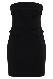 Abbie Strapless Suiting Mini Dress - Black