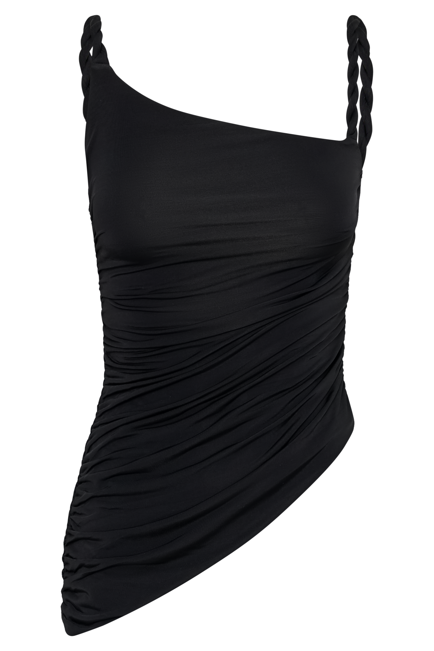 Palmira Slinky Asymmetric Sleeveless Top - Black