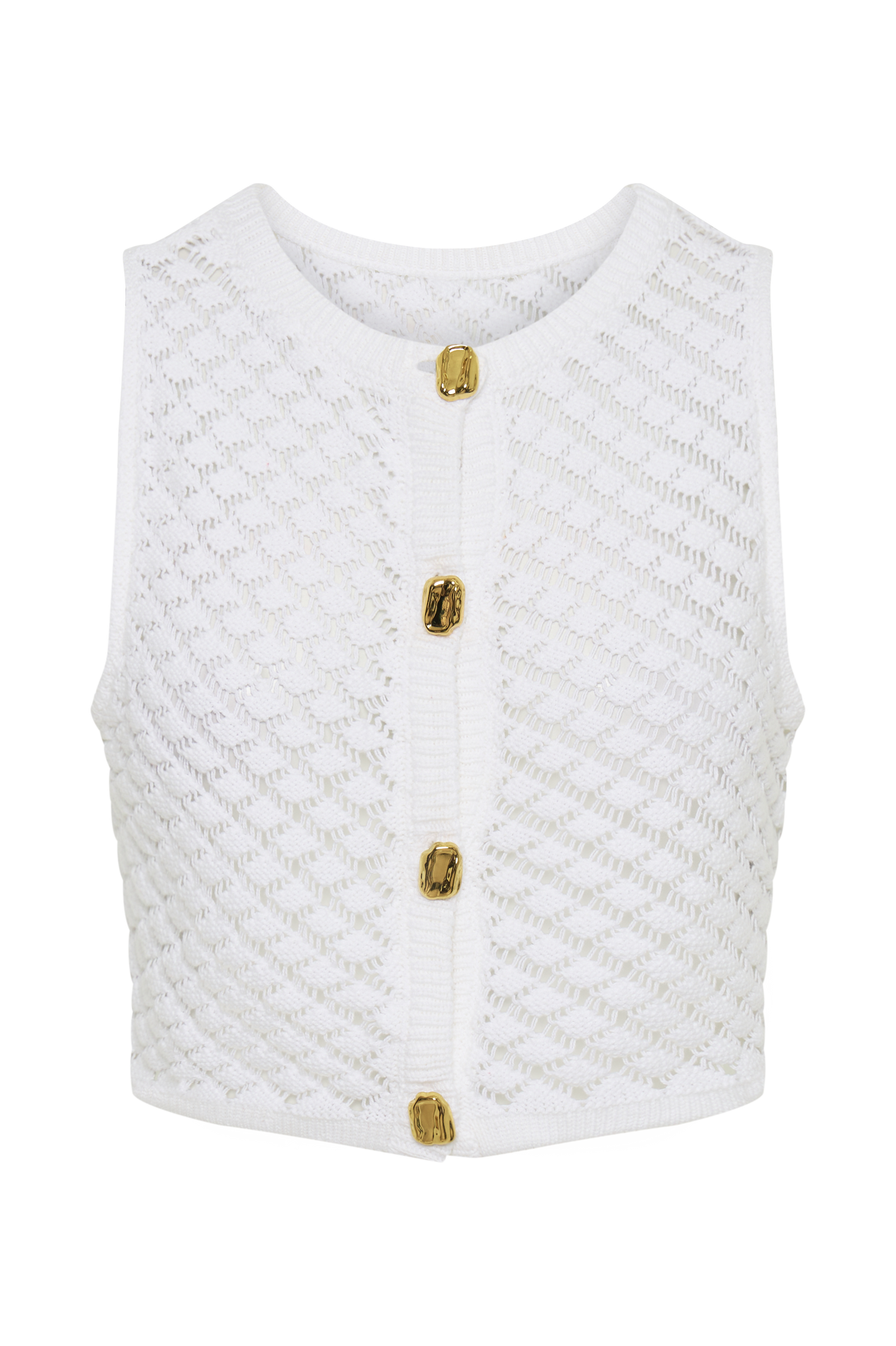 Lorenza Crochet Button Down Crop Top - Ivory