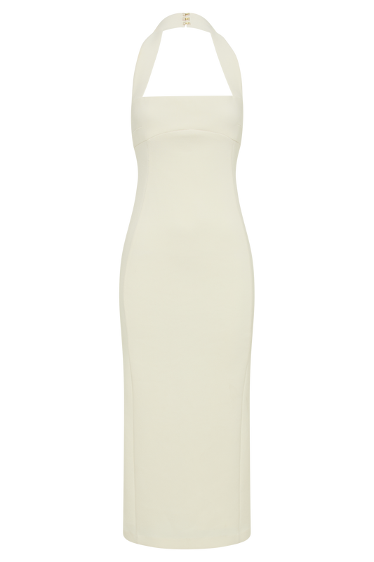 Amelita Suiting Halter Midi Dress - Ivory