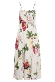 Luciana Satin Midi Dress - Bella Rosa Print