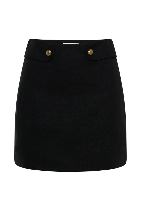 Marquette Linen Mini Skirt - Black