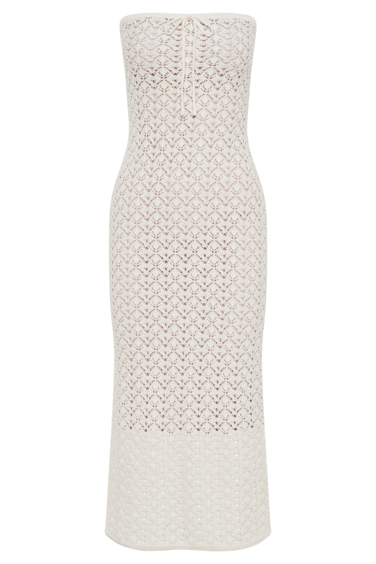 Delia Strapless Knit Midi Dress - Ivory