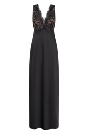 Ricci Satin And Lace Maxi Dress - Black