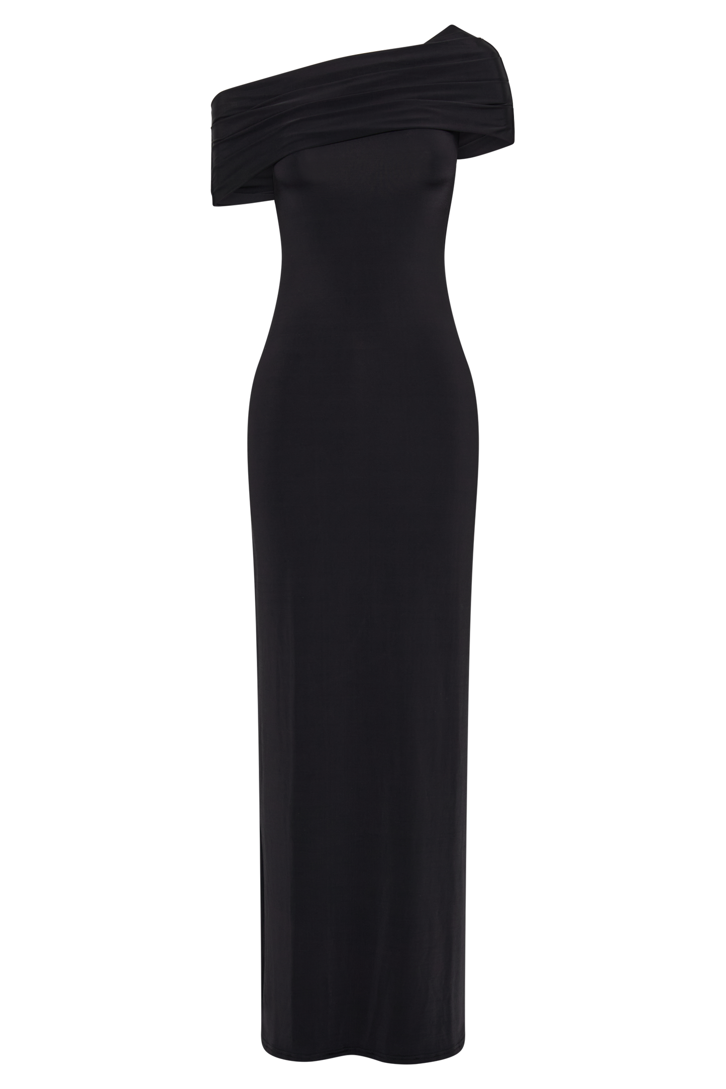 Cassandra Off Shoulder Slinky Maxi Dress - Black