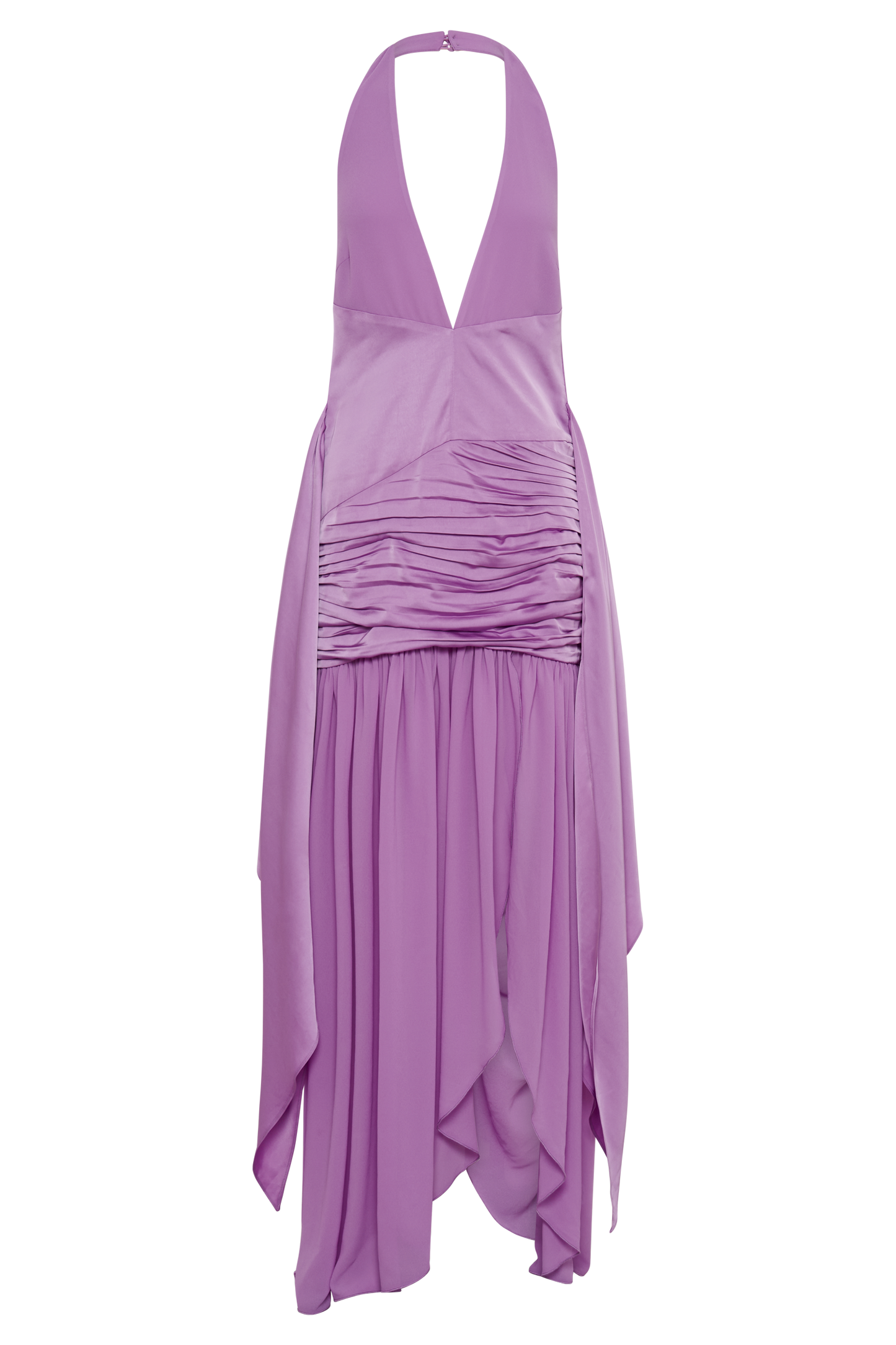 Graziana Satin Chiffon Plunge Maxi Dress - Violet