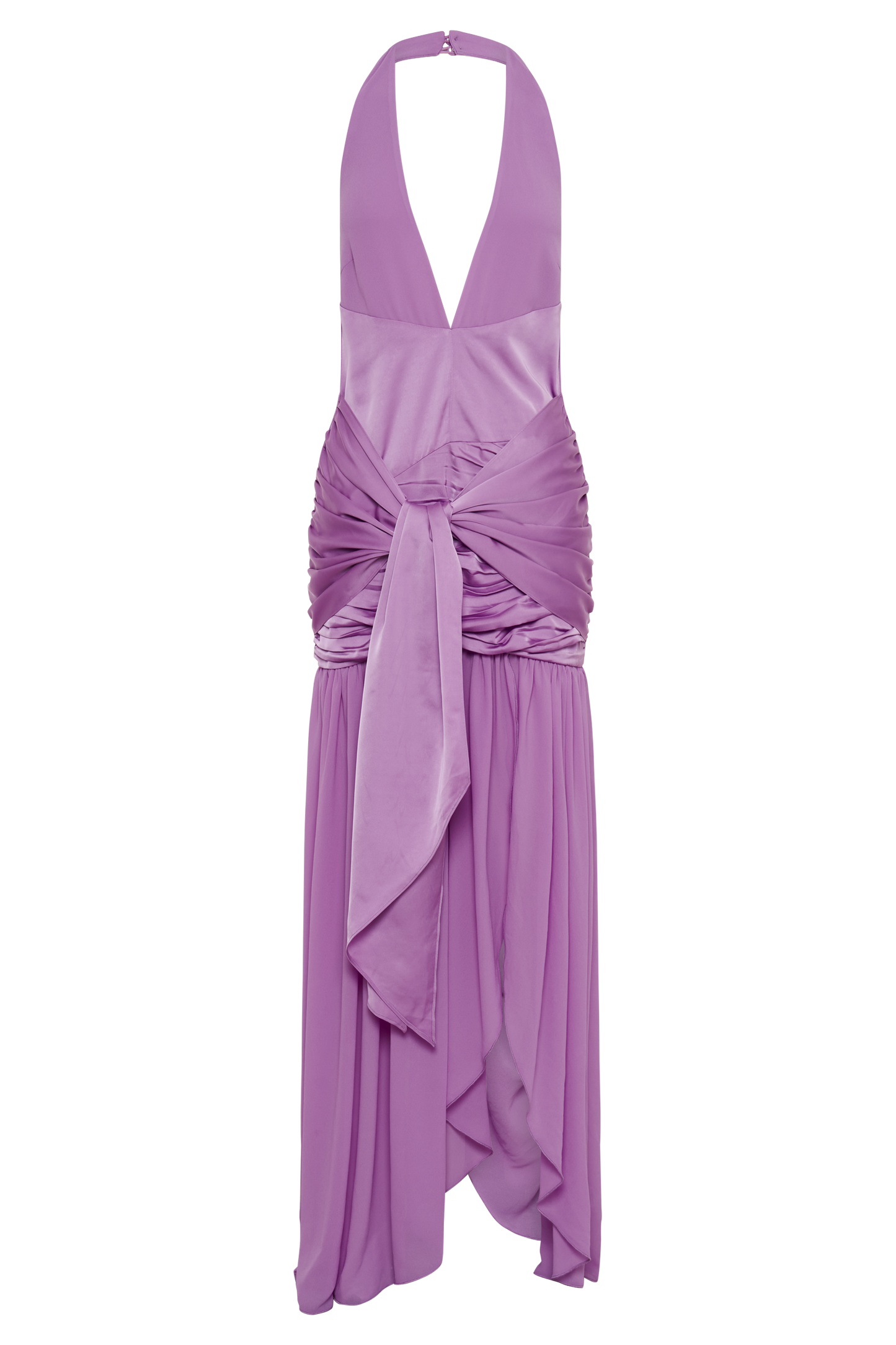 Graziana Satin Chiffon Plunge Maxi Dress - Violet