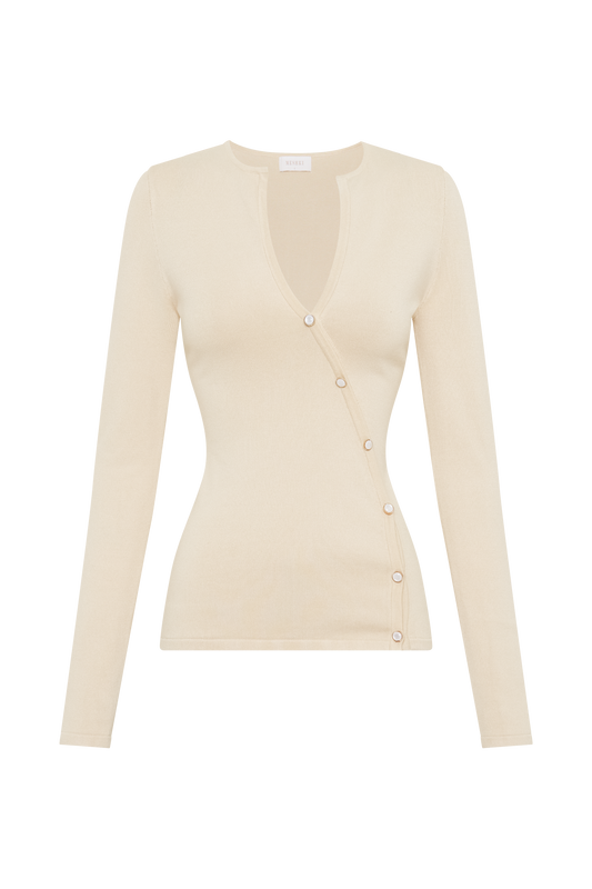 Maisie Asymmetrical Knit Top - Cream