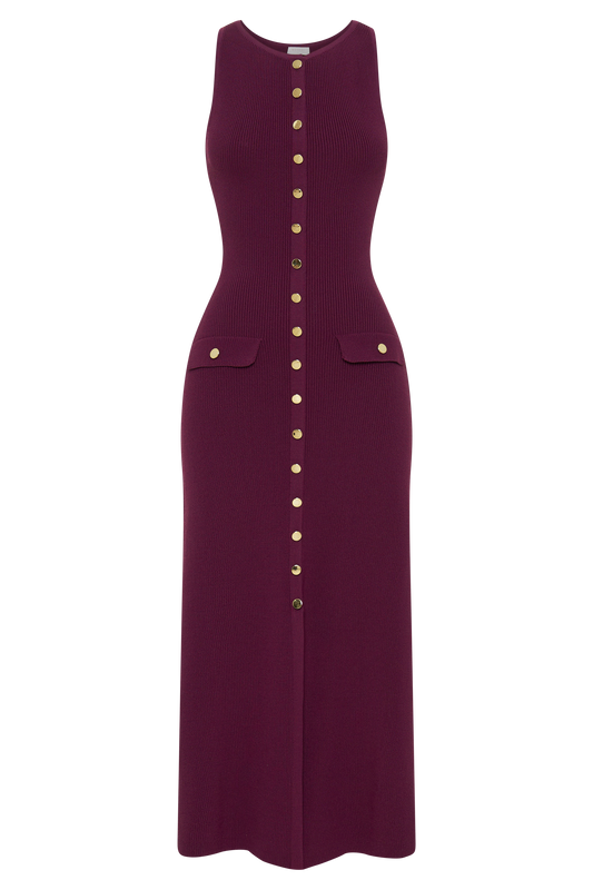 Sawyer Sleeveless Buttoned Maxi Dress - Plum