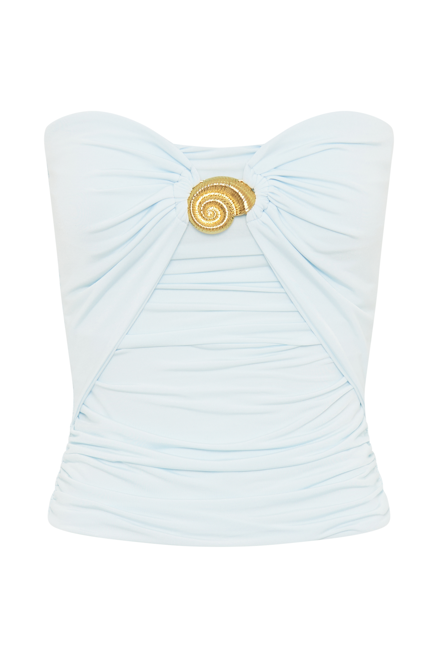 Winslet Strapless Slinky Longline Top With Shell Hardware - Sky Blue