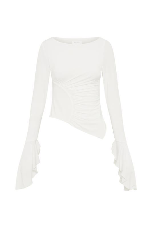 Stevie Bell Sleeve Slinky Top - White