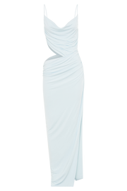 Jemma Draped Slinky Maxi Dress - Sky Blue