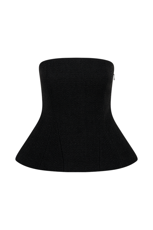 Cyrus Strapless Boucle Top - Black